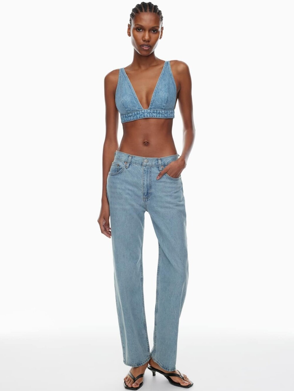 Denim Forum Light Blue Denim Triangle Bralette Top